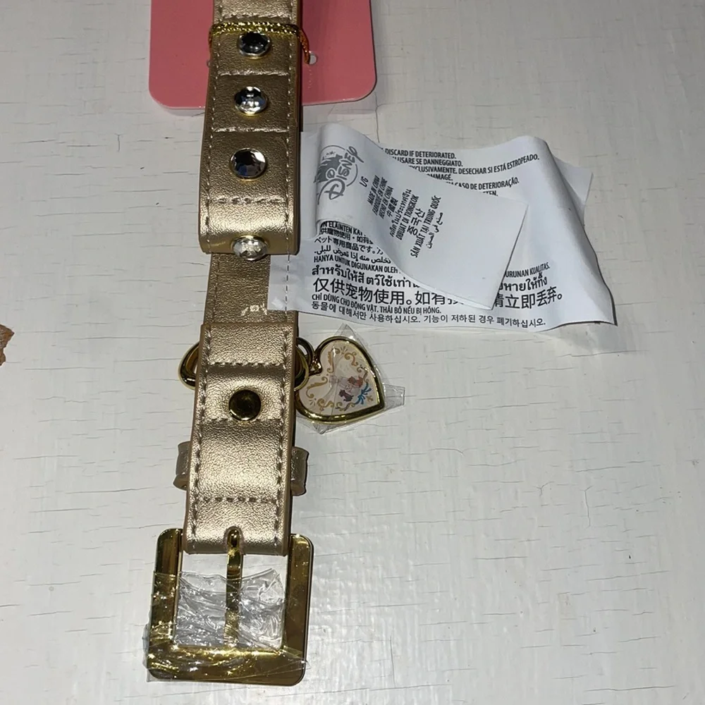 Disney Luxury Dog Collar Gold Metal Heart Charm Marie Aristocat Sz Large New
